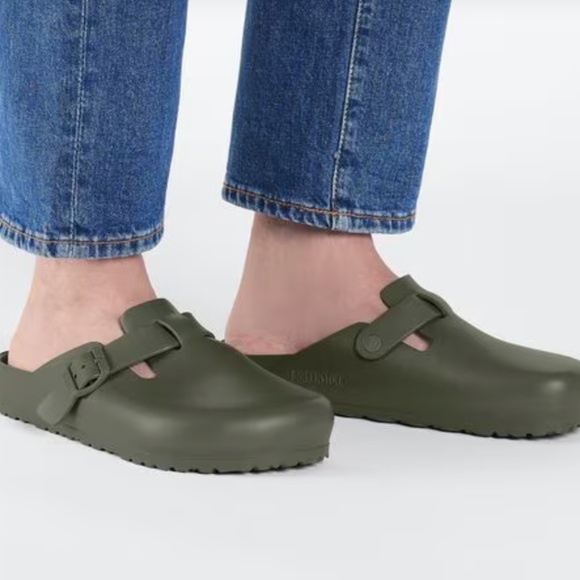 NWT- Birkenstock Boston- EVA Army Green Slide Sandals - Picture 1 of 10